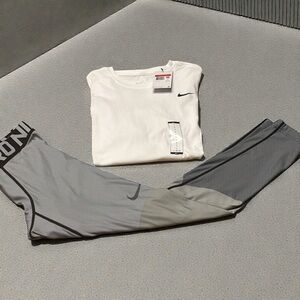 Men’s Nike Pro Light Gray and Dark Gray Leggings The shirt is NWT